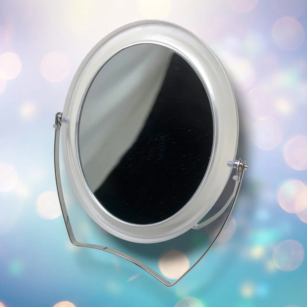 Vintage Clear Frosted Acrylic Flip Vanity Mirror 2-Sided Tabletop Tilt 7